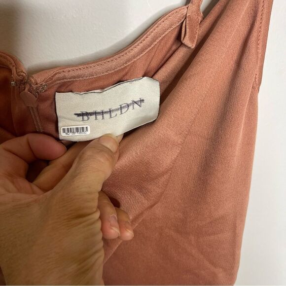 BHLDN Cali Satin Charmeuse Midi Dress Sedona Sunset - Picture 7 of 11